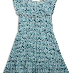Cantabil Girls Floral Printed Flutter Sleeves Fit & Flare Dress-37