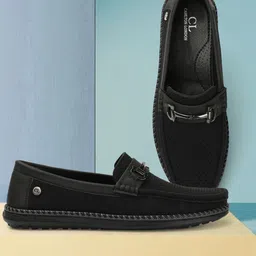 Carlton London Men Lightweight Textured Comfort Insole Horsebit Loafers-41
