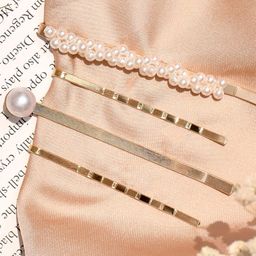 JOKER & WITCH Women Set Of 4 Gold-Toned & White Bobby Pins-image-62