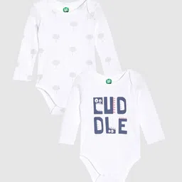YK Organic Infant Boys White Pack of 2 Printed Organic Cotton Bodysuits-image-61