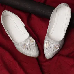 BAESD Girls Textured Ballerinas with Bows Flats-image-41