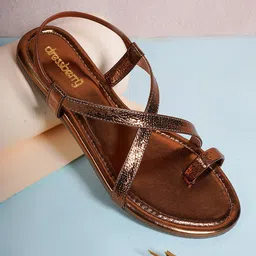 DressBerry Copper Toned Strappy Open Toe Flats-picture-26