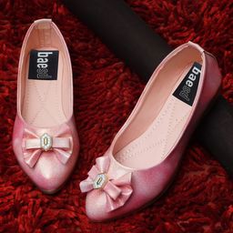 BAESD Girls Bow Embellished Anti Slip Sole Ballerinas-46