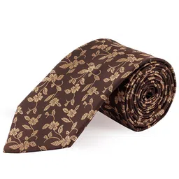 PELUCHE Men Brown & Beige Woven Design Broad Tie-image-7