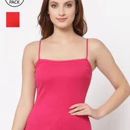 Floret Women Pack of 2 Pink & Red Solid Camisoles-image-69