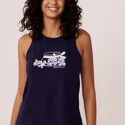 La Vie en Rose Women Blue Printed Cotton Camisoles-image-80
