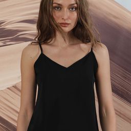 RAREISM Women Black Solid V-neck Camisoles-picture-19