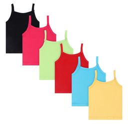 DYCA Girls Pack Of 6 Assorted Solid Camisoles-image-66