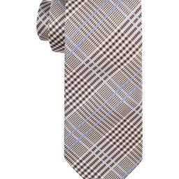 The Tie Hub Men Grey & Cream-Coloured Checked Skinny Tie-image-58