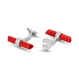 DUCATI CORSE Silver-Toned & Red Symbol Cufflink-image-63