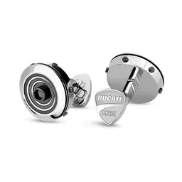 DUCATI CORSE Men Silver-Toned & Black Formal Silver Cufflink-image-54