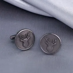 COSA NOSTRAA Engraved Round Fiery Tiger Cufflinks-image-75
