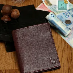 LOUIS STITCH Men Red Leather Two Fold Wallet with RFID Features-image-8