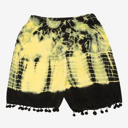 KiddoPanti Girls Yellow Printed Shorts-image-27