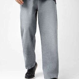 Urbano Fashion Men Loose Relaxed Fit Heavy Fade Clean Look Pure Cotton Jeans-image-43