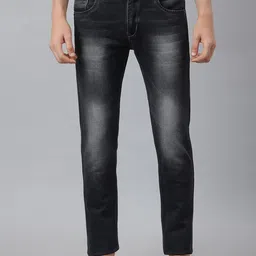 MR BUTTON Men Black Slim Fit Heavy Fade Cotton Jeans-image-15