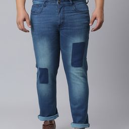 Instafab Plus Men Blue Low Distress Heavy Fade Jeans-image-18