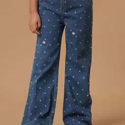 UNDER FOURTEEN ONLY Girls Flared Printed Jeans-image-61