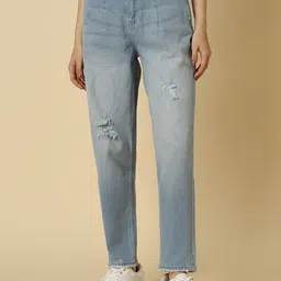 Allen Solly Woman Mid-Rise Low Distress Light Fade Stretchable Jeans-image-51