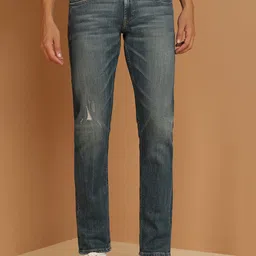 Allen Solly Men Low Distress Light Fade Mid-Rise Slim Fit Cotton Non Stretchable Jeans-picture-9