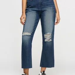 Pepe Jeans Women Straight Fit High-Rise Slash Knee Heavy Fade Cotton Jeans-image-70