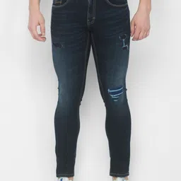 SPYKAR Men Blue Skinny Fit Low-Rise Mildly Distressed Heavy Fade Jeans-picture-9