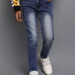 V-Mart Boys Blue Clean Look Heavy Fade Jeans-image-80