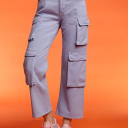 Belliskey Women Relaxed Fit High-Rise Clean Look Denim Cargo Jeans-picture-13