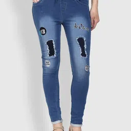 Moda Rapido Women Slim Fit Mildly Distressed Light Fade Jeans-picture-43