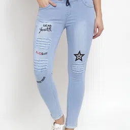 Moda Rapido Women Slim Fit Mildly Distressed Light Fade Jeans-picture-25