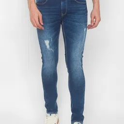 SPYKAR Men Blue Skinny Fit Low-Rise Highly Distressed Light Fade Jeans-picture-6