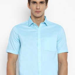 Turtle Men Blue Solid Formal Shirt-image-93