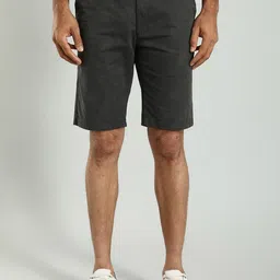 Indian Terrain Men Slim Fit Self Design Mid-Rise Pure Cotton Chino Shorts-image-56