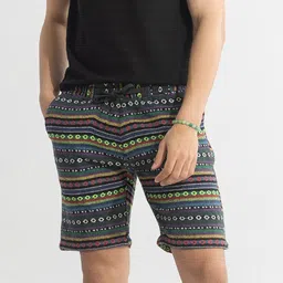Snitch Men Black Printed Slim Fit Shorts-image-94