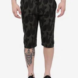 JADE BLUE Abstract Printed Slim Fit Knee Length Cotton Shorts-image-37