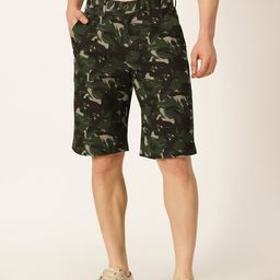 HERE&NOW Men Camouflage Printed Slim Fit Shorts-image-103