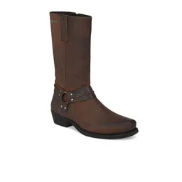 Delize Men Brown Leather High-Top Flat Boots-image-67