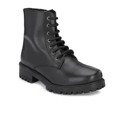 CARLO ROMANO Women Black Leather Lightweight Flat Boots-picture-24
