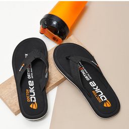 Duke Men Black & White Printed Thong Flip-Flops-56