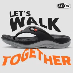 Adda Men Black & Grey Solid Thong Flip-Flops-picture-29