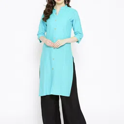 KALINI Mandarin Collar Cotton Straight Kurta-picture-45