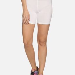 Outflits Women White Skinny Fit Training or Gym Shorts-image-31