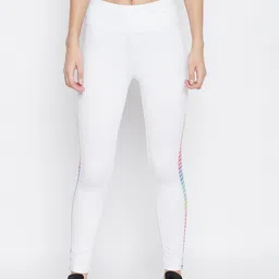 JUMP USA Women White Solid E-Dry Technology Activewear Gym Tights-image-9