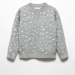 Mango Kids Girls Leopard Printed Round-Neck Pullover-image-4