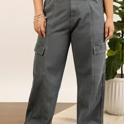 CURVY STREET jean Women Clean Look Pure Cotton Wide Leg Jeans-picture-21