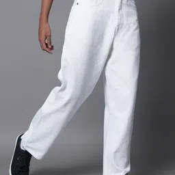High Star Men Wide Leg Mid-Rise Clean Look Cotton Jeans-image-41