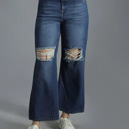 High Star Women 90's Baggy Stretchable Distress Cotton Jeans-image-93