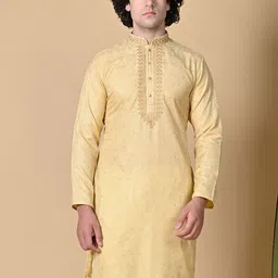MAAHI FABS Woven Design Mandarin Collar Thread Work Straight Kurta With Churidar-image-2
