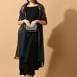 KALINI Shoulder Strap A-line Kurta With Palazzos & Dupatta-5