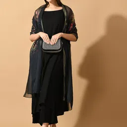KALINI Shoulder Straps A-Line Kurta With Palazzos & Dupatta-30